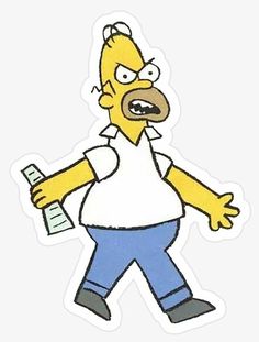 the simpsons sticker with an angry look on it's face and arms, holding a clipboard in his left hand