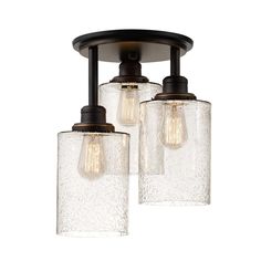 three light ceiling fixture with clear glass shades