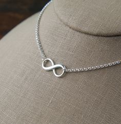 Infinity symbol necklace in sterling silver, sturdy, infinity necklace, silver infinity, eternity necklace, mother's day A sterling silver infinity symbol with raised edges measures 0.37 x 0.75 inches (9.5 x 19mm) and is attached to a sterling silver rolo chain that can be any length up to 22 inches. It is secured with a sterling silver lobster claw clasp. Your purchase will arrive in a jewelry box ready for gift giving or as a gift for yourself! Enter my shop here: jersey608jewelry.etsy.com Tha Infinity Aesthetic, Infinity Symbol Necklace, Infinity Necklace Silver, Eternity Necklace, Necklace Infinity, Infinity Sign, Symbol Necklace, Infinity Necklace, Infinity Symbol