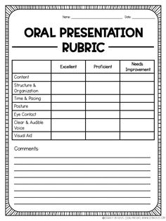 an oral presentation rubric for students to use