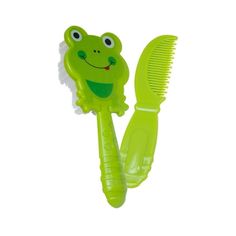 The BeeBaby Brush and Comb Set in Frog Shape is the perfect grooming tool for your babys delicate scalp and hair. The soft bristles and fine-tooth comb are gentle yet effective in maintaining your babys hair. Made from BPA-free materials, the fun frog shape adds a playful touch to grooming time while ensuring comfort and safety. Color: Green. Fine Tooth Comb, Grooming Tools, Comb, Green, Color