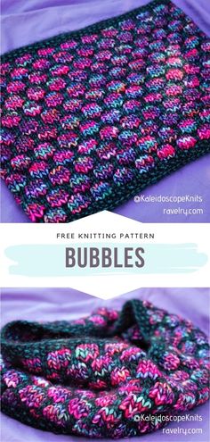 two pictures with text that says free knitting pattern bubbles