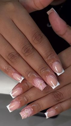 Classic Short Square Nails, Nail Inspo Square Short French Tip, Grad Pic Nails, Square Coquette Nails, Lowkey Nails, Square French Tip Designs, Short Gel X Nails Square, Biab Inspo Nails, Nail Inspo Holiday