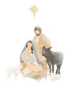 a nativity scene with the birth of jesus