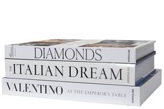 three books stacked on top of each other with the title diamonds in italian dream at the emperor's table