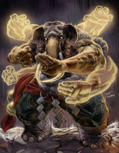 Loxodon Monk Dnd, Fantasy Boss Monster, Dnd Elephant, Loxodon Barbarian, Loxodon Wizard, Astral Self Monk Dnd, Loxodon Art, D&d Monk