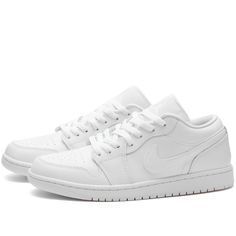 Find JORDAN 1 Low W Sneakers on Editorialist. Taking inspiration from the original shoe that debuted in the mid 80s, the Air Jordan 1 Low is made to a low top minimalist style with all white colourways. The heel of the sneaker showcases the brand’s original logo of the wings, the side of the sneakers features the Swoosh branding as a matching overlay. Leather Uppers, Leather Overlays, Perforated Toe Box, Tongue Branding, Embroidered Branding, Rubber Outsole. Air Jordan Women's 1 Low W Sneakers i Jordan Air 1 Low, Baskets Converse, Jordan Air 1, Jordan 1 Low White, White Jordans, Sneaker Culture, Jumpman Logo, Baskets Nike, Jordan Air