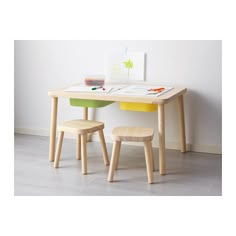 a table and two stools are shown on the instagram page for ikea