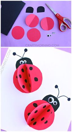 the paper ladybug is cut out to make it look like they are making something