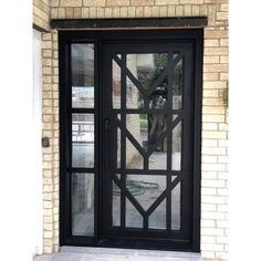 popular iron french single door with single sidelight and dual-pane glass Door With Single Sidelight, Iron French Doors, French Doors With Sidelights, Steel French Doors, Iron Entry Doors, Elegant Entryway, Heavy Duty Hinges, Door Sweep, Pivot Doors