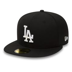 10047495 59FIFTY LOS ANGELES DODGERS BLACK/WHITE FITTED CAP La Fitted Cap, La Dodgers Cap, Los Angeles Dodgers Logo, Best Caps, New Era Hats, Flag Embroidery, New Era Cap, Black Cap