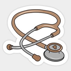 a stethoscope sticker that is brown and has a hook on it