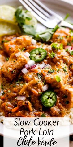 slow cooker pork cauliflower rice on a plate