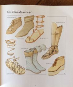 an open book showing different types of shoes