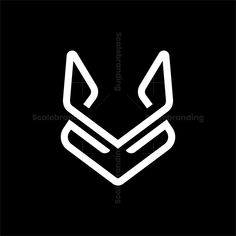 a black and white logo with an image of a fox's head in the center