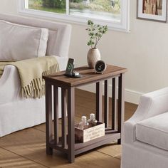 a living room scene with focus on the end table