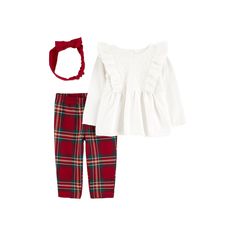 Your little one will be comfy and cozy in this Baby Girl Carter's 3-Piece Holiday Top, Pants & Headband Set. Click on this BABY ESSENTIALS & APPAREL GUIDE to find everything you need to keep your baby healthy and happy! Your little one will be comfy and cozy in this Baby Girl Carter's 3-Piece Holiday Top, Pants & Headband Set. Click on this BABY ESSENTIALS & APPAREL GUIDE to find everything you need to keep your baby healthy and happy! FEATURES Includes top, pants and headband Top: long flutter Newborn Girl Christmas Outfit, Matching Christmas Pajamas Newborn, Clothes Guide, Carters Christmas Pajamas, Carters Size Chart, Baby Girl Pajamas, Headband Set, Carters Girl, Pants Cotton