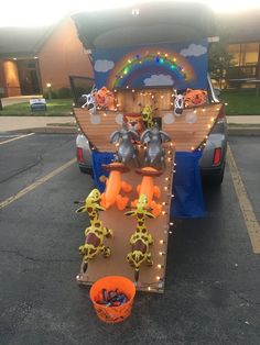 a truck is decorated with lights and decorations