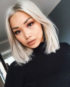 Lob Haircut, Short Hairstyles For Thick Hair, Asian Hair, Hair Envy, Grunge Hair, Hairstyles Haircuts, Blonde Hair Color, White Hair