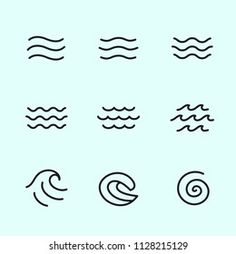 the different types of water waves are shown in this set, including one wave and two other