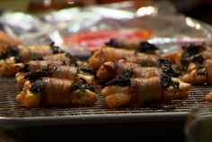 some food is sitting on top of a grill