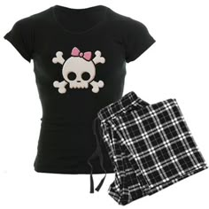 Dark Pajamas, Cute Skull, Charmmy Kitty, Womens Pjs, Design Jersey, Checkered Pants, Cute Pjs, Pyjamas Womens, Cute Pajama Sets