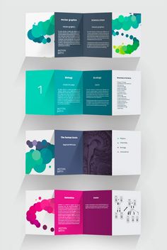 three fold brochure with different colors and shapes