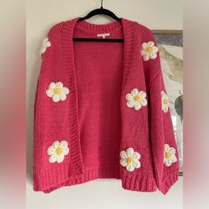 This Nwot Vici Floral Knit Pink Cardigan Has Only Been Worn Once Floral Knit, Pink Cardigan, Jackets For Women, Jackets & Coats, Knitting, Floral, Pink, Women Shopping, Color