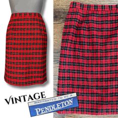 Vintage 80s 90s Pendleton 'Knee Length' Skirt Perfect For Fall & Winter Casual, Church & Professional/Career/Office Go Classic Preppy, Modest, Retro 50s & 60s Or Go Edge-Y, British Punk (Vivienne Westwood), Indie, Grunge, Alternative 100% Wool, Made In Usa Red & Maroon & Black & Yellow Plaid, Tartan Pencil Silhouette Side Zip, No Pockets, Back Slit Lined Size Per Label 10 ~32" Waist ~46" Hips ~25.5" Waist To Hem (Me 5'5" Right Below My Knees) **Like New Condition. Internal Labels Do Not Show Any Punk Vivienne Westwood, British Punk, Tartan Christmas, Indie Grunge, Classic Preppy, Yellow Plaid, Wool Skirts, Knee Length Skirt, Winter Casual