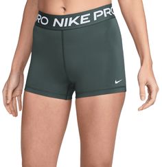 The Nike Pro Shorts are made with stretchy, sleek and supportive fabric that wicks sweat to help you stay dry and comfortable during your workout. This product is made with at least 50% recycled polyester fibers. Fit & Design: Tight fit for a body-hugging feel Medium support: feels like a snug hold to keep everything in place Mid-Rise: sits just below your natural waist (smallest part of your torso) Nike Dri-FIT technology helps you stay dry, comfortable and focused A wide, mid-rise elastic waistband feels supportive around your core Green Nike Pros, Trio Halloween Costumes, Nike Pro Women, Nike Pro Shorts, Snowboard Jacket, Active Wear Shorts, Athletic Apparel, Intense Workout, Nike Pros