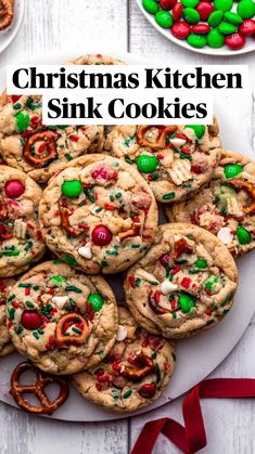 christmas kitchen sink cookies on a white plate