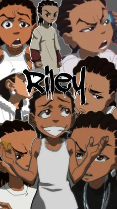 an image of a group of people with the word riley on it's face