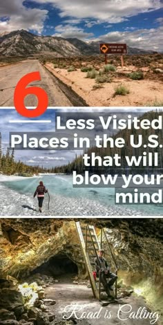 four different pictures with the words 6 less visited places in the u s that will blow your mind