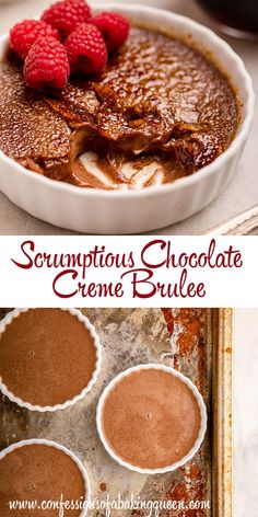 This Chocolate Creme Brulee recipe is delicious, creamy, and the most perfect special occasion dessert. Easily made ahead of time, and absolutely scrumptious your guests will love this creme brulee. Step-by-step photos help you make this delectable French dessert! #chocolatecremebrulee #dessertrecipe #frenchdessert #cremebrulee #chocolatedessert Chocolate Creme Brulee Recipe, Chocolate Crème Brûlée, Chocolate Creme Brulee, Cream Brulee, Pudding Custard, Creme Brulee Recipe, Brulee Recipe, Chocolate Custard, Pudding Mousse