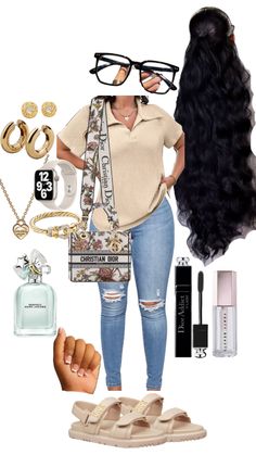 Jeans And Sandals Outfit Black Women, Shopping Stores Clothes, Fall Look Book Black Women, Spring College Outfits Black Women, Classic Outfit Ideas For Women, Picnic Date Outfits Black Women, Spring Time Outfits Black Women, Christian Dior Outfits Women, Simple Outfit Ideas Black Women