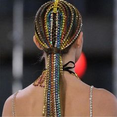 The Multicolor Rhinestone Tassel Headband Is A Luxury Hair Jewelry For A A Bling And Glam Look. The Hair Piece Comes With A A Rhinestone Head Band Which Holds The Tassels Then Go Round Your Hair As Pictured To Form A Braided Look. Headband Length: 15 Inches Tassel Length: 19 Inches #Rhinestone #Hairaccessory #Crystalheadpiece #Multicolor #Hairpiece #Luxury #Headband Boho Bridal Headband, Head Chain Jewelry, Trendy We Fryzurach, Designer Hair Accessories, Runway Hair, Hair Chains, Editorial Hair, Ombré Hair, Head Chain