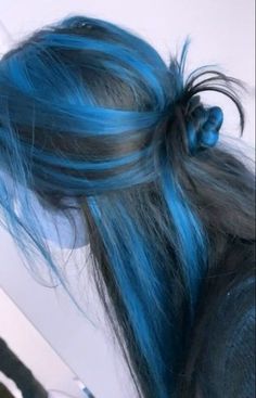 Black And Bright Blue Hair, Curly Black Hair With Purple Highlights, Brown And Dark Blue Hair, Died Hairstyles Hair Dye, Colored Hair For Brunettes, Cute Colored Hair, Brown Hair With Blue, Black And Blue Hair, Blue And Black Hair