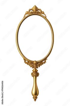 an ornate gold metal object with a circular handle and decorative details on the front end