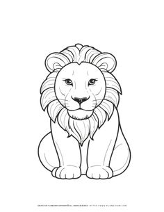 the lion is sitting down coloring page