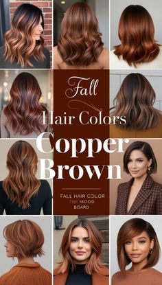 "Discover the perfect blend of warmth and richness with fall hair colors copper brown. This trending shade is ideal for adding depth and dimension to your look, bringing out the best of autumn vibes. Explore stunning copper brown hues for a chic and natural fall transformation." Medium Copper Brown Hair, Medium Copper Brown, Cooper Brown, Fall Hair Colors Copper, Hair Diet, Darker Hair