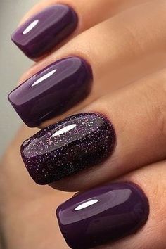 Party Gel Nails, Ongles Gel Violet, Unghie Sfumate, Fall Gel Nails, Purple Nail Polish, Purple Nail, Cute Gel Nails, Fancy Nails, Chic Nails