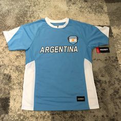 Argentina National Team Soccer Jersey New With Tags Cool Graphic And Patch On Front Size Small Branded For Exposure Send Offers!! #Soccer #Jersey #Football #Streetwear #Argentina Blue Adidas Tops For Sports Season, Football Streetwear, Argentina National Team, Jersey Football, Mens Soccer, Europe Summer, Summer Fits, Blue Adidas, Soccer Jersey