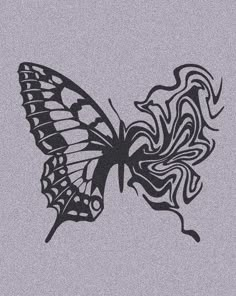 a black and white drawing of a butterfly