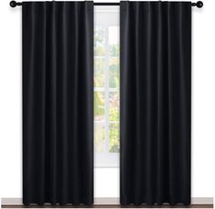 NICETOWN Black Blackout Curtains 84 inches Long, Black Out Curtain Panels for Bedroom - (Black Color) W52 x L84, 1 Pair, Thermal Insulated Blackout Draperies Window Treatment Black Blackout Curtains, Halloween Living Room, Insulated Curtains, Black Drapes, Blackout Drapes, Bedroom Black, Black Curtains, Thermal Curtains, Lined Curtains