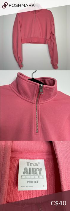 Aritzia Tna Airy Fleece Perfect 1/4 Zip Sweatshirt size small Aritzia Tna, Zip Sweatshirt, 1/4 Zip, Sweatshirts