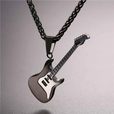 Delysia King  1 PCS Violin necklace Guitar Jewelry, Guitar Pendant, Music Jewelry, Cool Jewelry, Tokio Hotel, Necklace Black, Electric Guitars, Stylish Jewelry, Stainless Steel Necklace