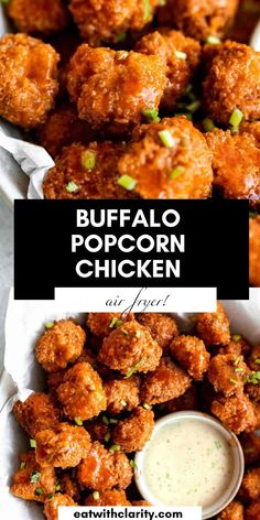 buffalo popcorn chicken with ranch dressing on the side