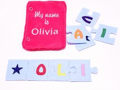 the name is olivia spelled out with matching letters