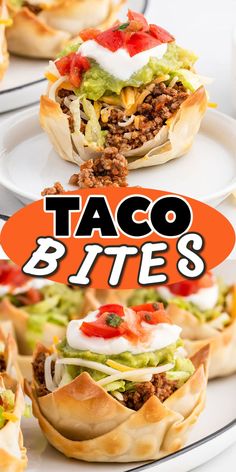 taco bites are stacked on top of each other, with the title above it