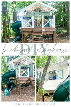 the backyard playhouse with slide and play area